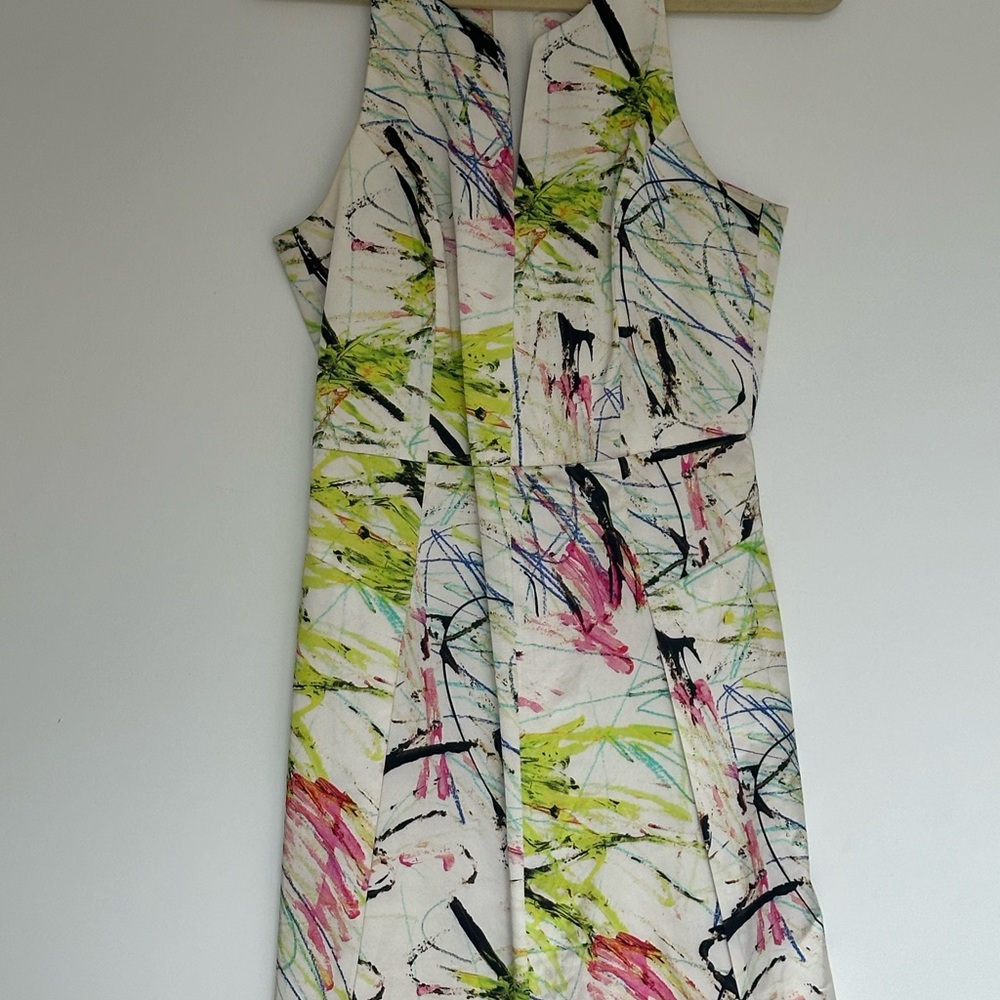 Milly Green and Pink Halter Sheath Mini Dress